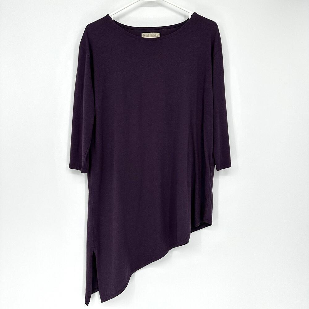 Indigenous Shirt Womens Medium Purple Organic Cotton Asymmetrical Tunic Top